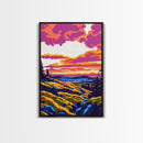 Majestic Peak, Autumn Mountains, Sunset Landscape, Framed Canvas Print, Bedroom Wall Art, Vibrant Nature, Mountain Wilderness, Cabin Decor