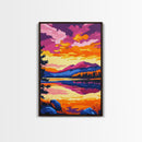 Golden Meadows, Wild River, Scenic Landscape, Framed Canvas Print, Rustic Home Decor, Autumn Nature, Living Room Wall Art, Bold Colors