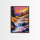 Waterfall, Autumn Landscape, Vibrant Nature, Wall Art, Canvas Print, Rustic Home Decor, Cabin Art, Fall Living Room, Colorful Art