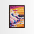 Ocean Waves, Sunset Beach, Coastal Vibes, Canvas Print, Tropical Wall Art, Surf Art, Vibrant Home Decor, Living Room Artwork
