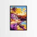 Tropical Beach, Seaside Paradise, Palm Trees, Canvas Print, Coastal Wall Art, Vacation Home Decor, Vibrant Beach Landscape