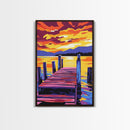 Lake Sunset, Peaceful Dock, Tranquil Evening, Canvas Print, Vibrant Landscape, Nature Home Decor, Cabin Wall Art