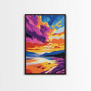 Lake Reflection, Sunset Glow, Canvas Print, Scenic Wall Art, Boho Landscape, Modern Nature Art, Bedroom Art, Gift Idea, Large Artwork