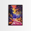 Forest Path, Autumn Glow, Framed Canvas Print, Nature Wall Art, Boho Landscape, Modern Rustic Decor, Large Artwork, Bedroom Art, Gift Idea