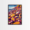 Rocky Beach, Ocean Waves, Canvas Print, Coastal Wall Art, Modern Seascape, Boho Decor, Large Artwork, Bedroom Art, Vibrant Painting