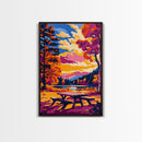 Autumn Picnic, Vibrant Foliage, Canvas Print, Fall Landscape, Boho Wall Art, Cozy Decor, Large Artwork, Living Room Art, Gift Idea
