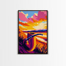 Tobacco Pipe, Sunset, Framed Canvas Print, Vintage Wall Art, Retro Decor, Gift Idea, Man Cave Art, Nostalgic Painting, Rustic Home Decor