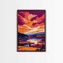 Countryside, Lake Reflection, Framed Canvas Print, Rustic Wall Art, Cozy Cabin Decor, Serene Landscape, Peaceful Nature, Living Room Artwork