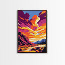 Wild Sunset, Mountain View, Nature Wall Art, Adventure Art, Warm Tones, Bold Decor, Framed Canvas Print, Living Room, Cabin Style