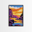 Sunset Lake, Vibrant Wall Art, Framed Canvas Print, Modern Landscape Art, Home Decor, Living Room Art, Nature Print, Fall Wall Art