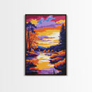 Autumn Lake, Rustic Nature Art, Framed Canvas Print, Cozy Cabin Wall Decor, Vibrant Fall Scene, Seasonal Home Art, Colorful Landscape