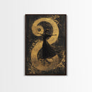 Golden Yin Yang, Framed Canvas Print, Zen Wall Art, Spiritual Energy, Feng Shui Decor, Abstract Taoist Art, Yoga Room, Asian Home Accent