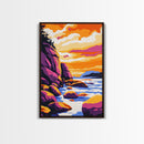 Rocky River, Wilderness Home Decor, Vibrant Water Art, Framed Canvas Print, Autumn Lake Scene, Cabin Living Art, Rustic Nature Print