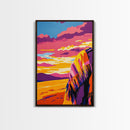 Sunset Blanket, Cozy Art Print, Bohemian Wall Decor, Warm Tones Painting, Relaxing Art, Vibrant Living Room Art, Canvas Print