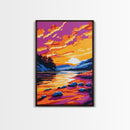 Golden River, Peaceful Nature Art, Warm Sunset Painting, Serene Landscape, Tranquil Home Decor, Living Room Art, Canvas Print