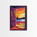 Open Door, Sunset View Art, Warm Glow Painting, Inviting Home Decor, Inspirational Wall Art, Cozy Interior Design, Framed Canvas Print