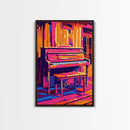 Colorful Piano Art, Music Lover Decor, Vibrant Home Wall Art, Abstract Music Art, Framed Canvas Print, Living Room Music Wall Art