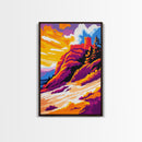 Castle on the Cliff Painting, Fantasy Landscape Art, Bold Sunset Print, Dreamy Nature Scene, Framed Canvas Print, Unique Living Room Art
