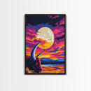 Buffalo Moon, Western Art, Vibrant Sunset, Wildlife Painting, Canvas Print, Rustic Home Decor, Cabin Wall Art, Bold Colorful Art