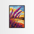 Vibrant Wheat Field, Rustic Sunset Landscape, Golden Hour Painting, Autumn Country Art, Framed Canvas Print, Farmhouse Kitchen Wall Art