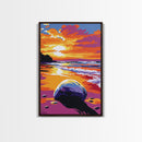 png: Ocean Sunset, Beach Waves, Coastal Beauty, Vibrant Seascape, Canvas Print, Living Room Wall Art, Surf Lover Decor, Nautical Artwork