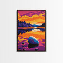 Sunset Reflection, Lake Art, Tranquil Scene, Nature Wall Decor, Framed Canvas Print, Rustic Cabin Art, Serene Home Decor, Fall Aesthetic