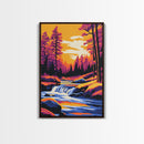 Autumn Waterfall, Fall Forest, Tranquil Stream, Rustic Nature Art, Framed Canvas Print, Cozy Cabin Decor, Earthy Wall Art, Nature Lover Gift