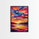 Colorful Sunset, Lake Reflections, Nature Art, Canvas Print, Fall Home Decor, Boho Aesthetic, Bedroom Wall Art, Vibrant Painting