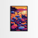 Vibrant Sunset River, Canvas Print, Colorful Nature Art, Bold Landscape, Modern Home Decor, Sunset Lake Scene, Living Room Wall Art