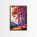 Fall Trees, Bold Landscape Art, Framed Canvas Print, Warm Tones Wall Decor, Nature Painting, Living Room Art, Autumn Colors, Modern Art