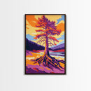 Ancient Tree, Bold Forest Art, Canvas Print, Vibrant Nature Painting, Autumn Landscape, Rustic Wall Decor, Living Room Art, Modern Style
