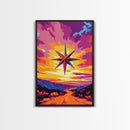 Celestial Star, Cosmic Art, Surreal Sunset Painting, Boho Wall Art, Framed Canvas Print, Astrology Art, Bedroom Decor