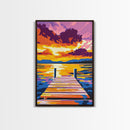 Tranquil Dock, Lake Sunset, Serene Landscape, Peaceful Wall Art, Canvas Print, Living Room Decor, Nature Artwork, Cabin Retreat