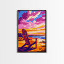 Adirondack Chair, Relaxing Beach Scene, Vacation Art, Vibrant Sunset, Canvas Print, Coastal Decor, Living Room Wall Art, Summer Vibes