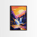 Waterfall Art, Scenic Nature Painting, Landscape Decor, National Park Print, Wilderness Scene, Framed Canvas Print, Living Room Art