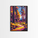 Tall Trees, Forest Pathway, Autumn Wall Art, Nature Landscape, Cabin Retreat Decor, Cozy Rustic Home, Framed Canvas Print, Gift Idea