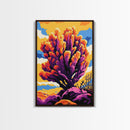 Desert Tree Painting, Vibrant Nature Wall Art, Colorful Cactus Art, Southwestern Canvas Print, Living Room Wall Art, Boho Home Decor