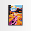 Mountain Trail Art, Vibrant Landscape Painting, Colorful Nature Print, Rustic Canvas Print, Living Room Wall Art, Boho Home Decor