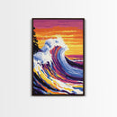 Big Wave Art, Colorful Ocean Painting, Surf Canvas Print, Coastal Beach Wall Decor, Modern Seascape Art, Nautical Home Wall Art