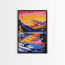 Mountain Lake Art, Colorful Nature Painting, Vibrant Landscape Canvas Print, Rustic Wall Art, Cabin Decor, Living Room Wall Art
