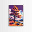 Lone Tree Painting, Colorful Nature Wall Art, Vibrant Landscape Canvas Print, Rustic Home Decor, Living Room Wall Art, Boho Art