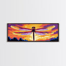 Dragonfly Art, Sunset Canvas Print, Nature Decor,  Colorful Framed Canvas, Boho Wall Art, Vibrant Bedroom Art, Insect Illustration,