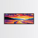 Sunset River Path, Landscape Wall Art, Vibrant Nature Print, Living Room Wall Art, Framed Canvas Print, Autumn Wall Decor, Colorful