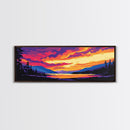 Twilight Over Mountains, Vibrant Nature Print, Sunset Landscape Art, Boho Wall Decor, Framed Canvas Print, Living Room Art, Colorful