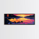 Autumn Leaf, Sunset Lake, Nature Wall Art, Canvas Print, Rustic Home Decor, Fall Landscape, Cabin Aesthetic, Boho Art, Warm Tones