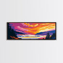 Sunset Clouds, Mountain Lake, Nature Painting, Canvas Print, Boho Wall Decor, Serene Landscape, Warm Color Palette, Fall Vibes