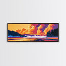 Foggy Lake, Pine Trees, Golden Sunset, Framed Canvas Print, Nature Art, Calming Wall Art, Rustic Home Aesthetic, Warm Earthy Tones