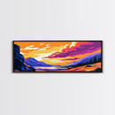 Rolling Hills, Sunset Sky, Colorful Landscape, Framed Canvas Print, Scenic Nature Decor, Vibrant Home Aesthetic, Serene Painting
