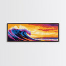 Rolling Wave, Surf Art, Ocean Wall Decor, Vibrant Seascape, Surfer Gift, Coastal Living, Summer Beach, Framed Canvas Print