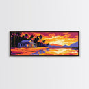 Beach House, Tropical Sunset, Coastal Retreat, Canvas Print, Vacation Wall Art, Vibrant Colors, Relaxing Home Decor, Island Life